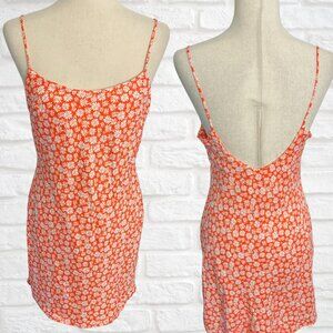 ASOS Size 6 Spaghetti Strap Daisy Print Mini Slip Dress Floral Pink Low Back